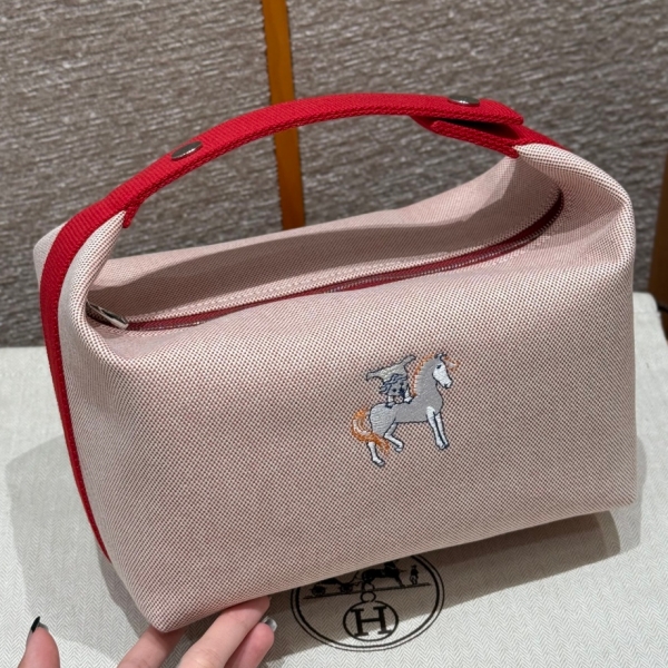 【エルメス HERMES】ブリッド ア ブラック GM Hパヴィヨン ナチュラル クレイレッドポニーデザイン シルバー金具 (100％マシン)